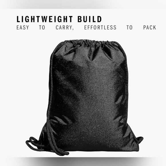 Adidas Alliance Sackpack Drawstring Black Backpack Gold Metallic Zippered Pocket - Picture 4 of 9